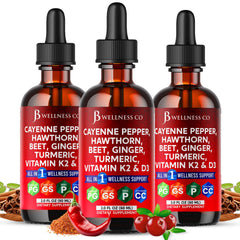 JB Wellness Co cayenne liquid drops bottle front, easy daily use.