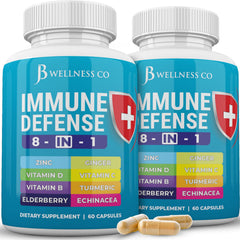 JB Wellness Co Immune Support 8-in-1 capsules bottle with 2-pack packaging