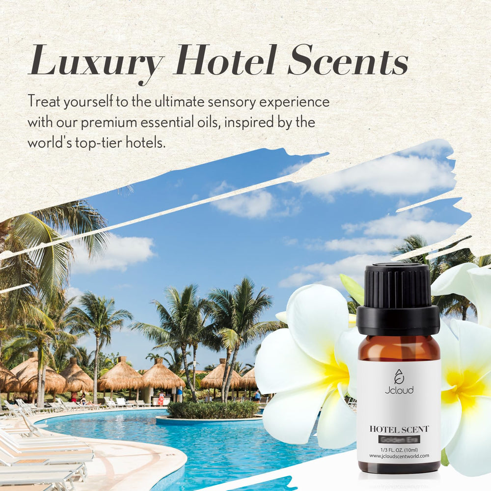 Luxurious hotel-inspired room with JCLOUD diffuser in view