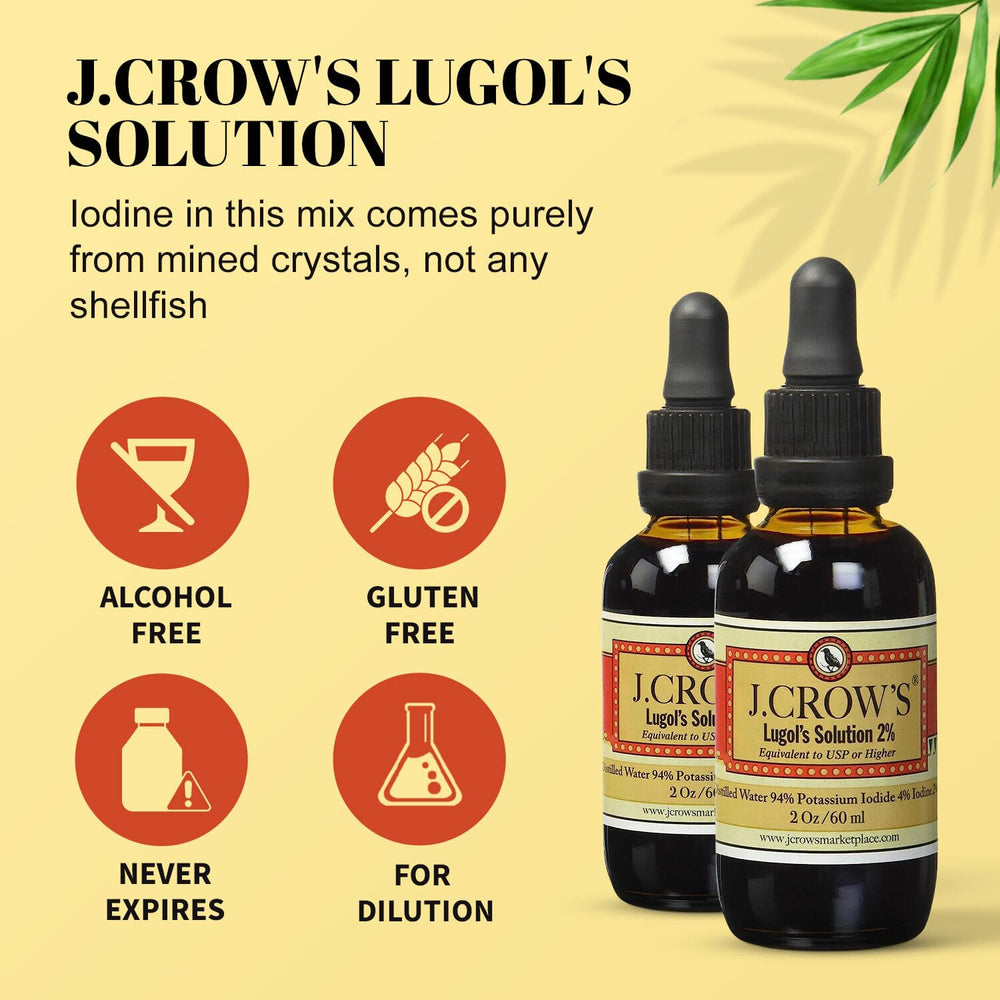 Dropper bottle with Lugol's Iodine 2% drops for precise measuring