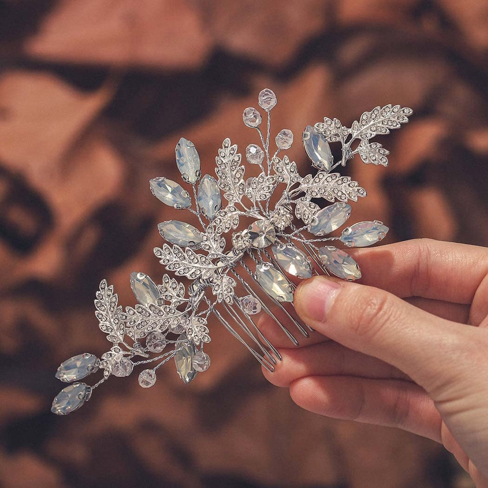 JEAIRTS Crystal Hair Comb for Women secures an elegant hairstyle with radiant shine.