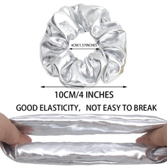 Jeffan silver scrunchie set showing shimmer for performances and events