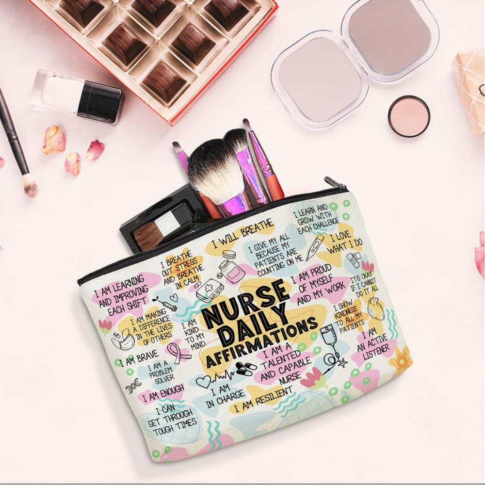 Jeilink daily affirmations makeup bag gift-ready, perfect nurse or friend gift.