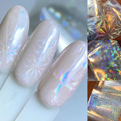 JERCLITY Aurora iridescent nail art foil wrap on a manicured nail