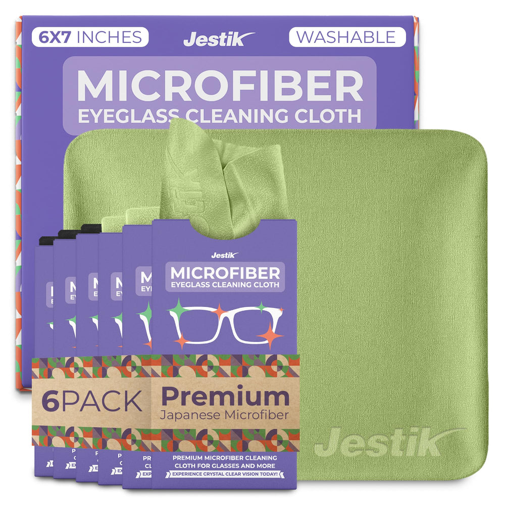 Jestik microfiber cloths in black and olive green, 6-pack front view