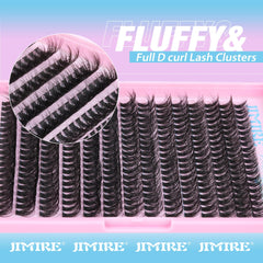 JIMIRE fluffy lash clusters 16mm close-up with mink-like plush feel