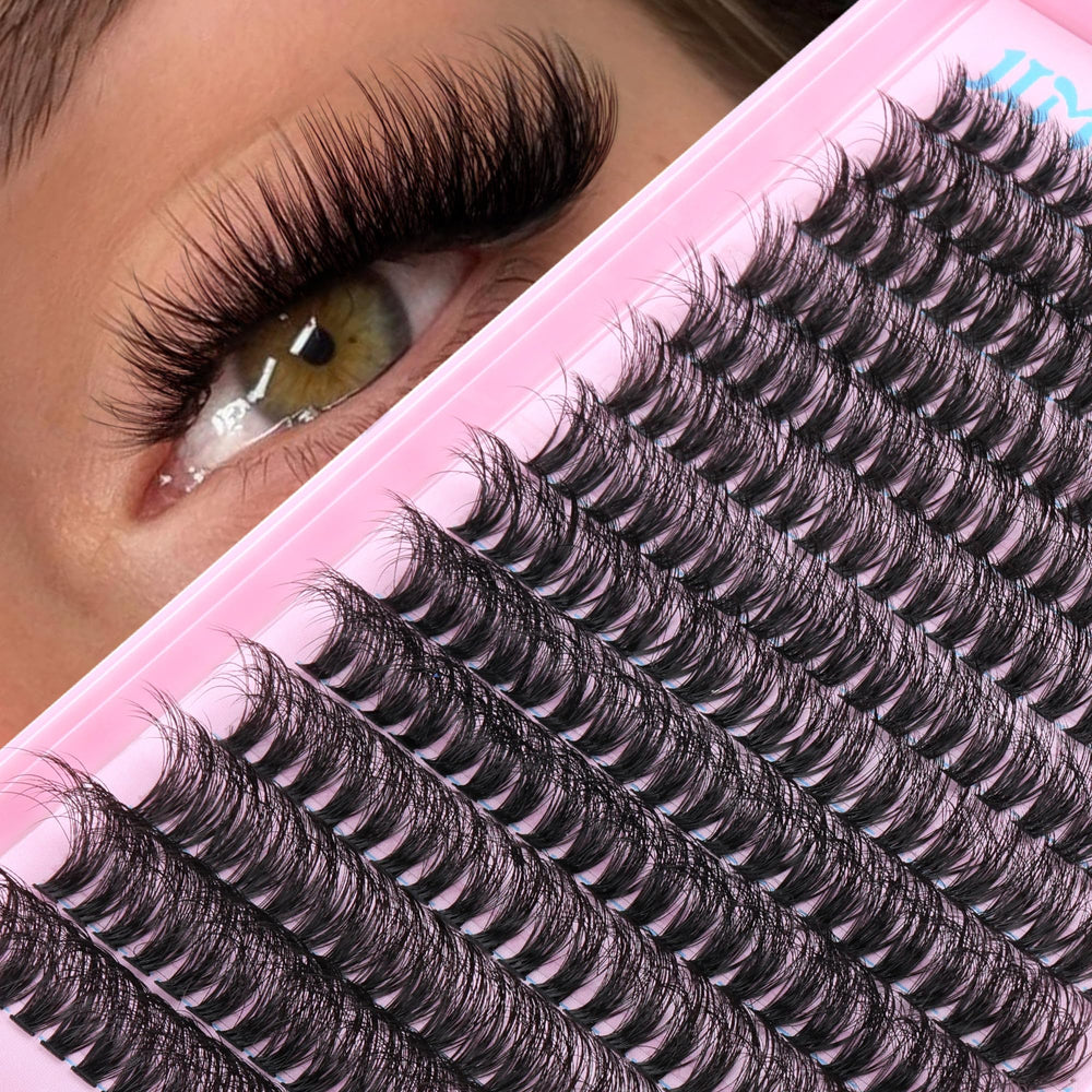 JIMIRE fluffy lash clusters 9mm close-up, natural volume and easy DIY use