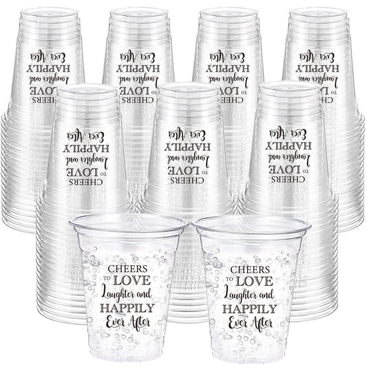 Jingmore 12oz clear wedding cup, front view, ideal for elegant reception beverages
