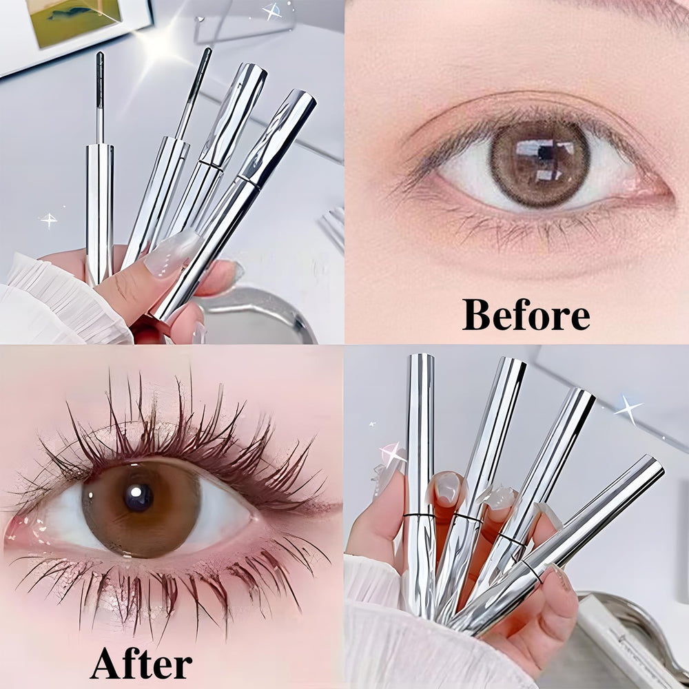 Close-up of Jiodama metal wand applying mascara with precision