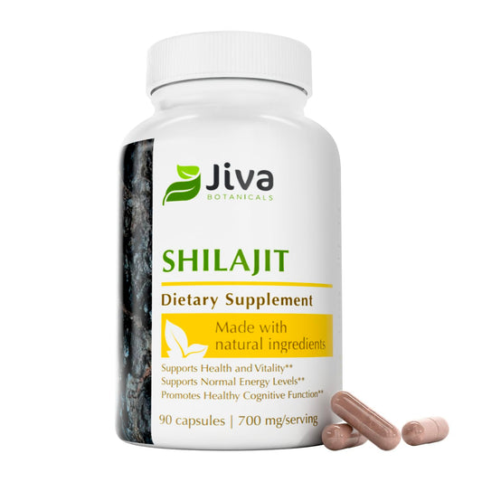 Jiva Botanicals Shilajit Capsules 700 mg bottle label
