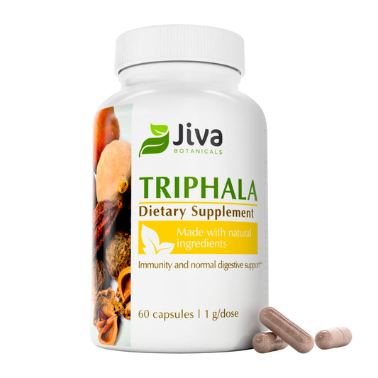 Jiva Botanicals Triphala supplement bottle with label