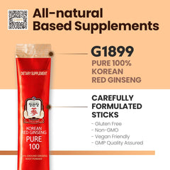 Ingredient highlights including Panax ginseng, vegan, non-GMO, gluten-free