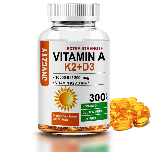 Front view of JNVCZTY Vitamin D3 K2 softgels bottle