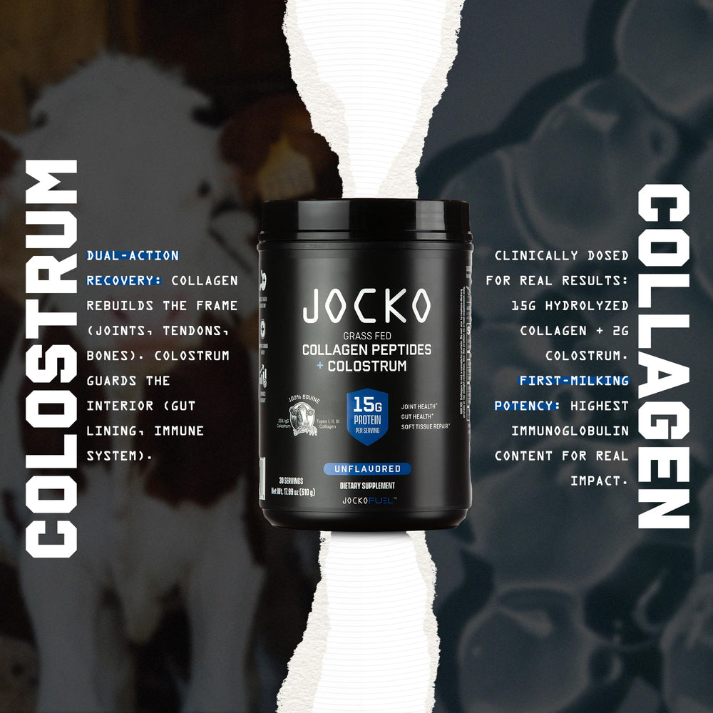 Nutrition facts panel for Jocko Fuel Collagen Powder with Colostrum