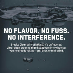 Unflavored creatine monohydrate powder in stick pack