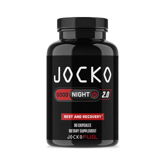 Front view of Jocko Good Night sleep aid bottle with 90 capsules (packaging may vary).