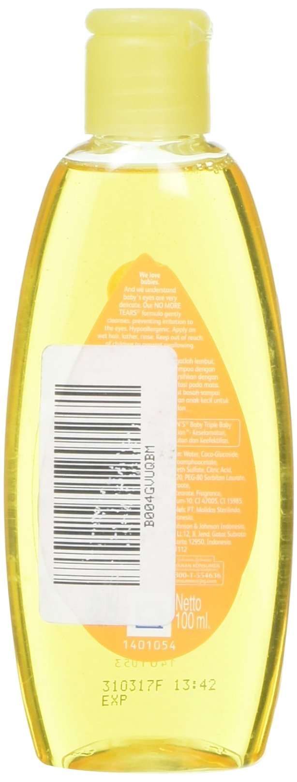 Side view of Johnson's Baby Shampoo 100 ml bottle with label
