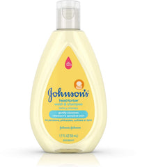 Back label of Johnson's Head-To-Toe Wash & Shampoo 3-Pack