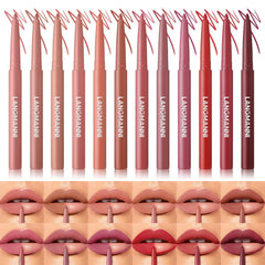 Jolilab Matte Lip Liner Set swatches showing 12 color options for versatile looks