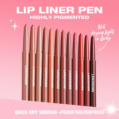 Jolilab lip liner in-use on lips for defined, polished look