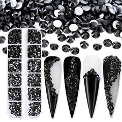 Jollin flatback rhinestones set for six sizes, ideal for versatile nail art and crafts.