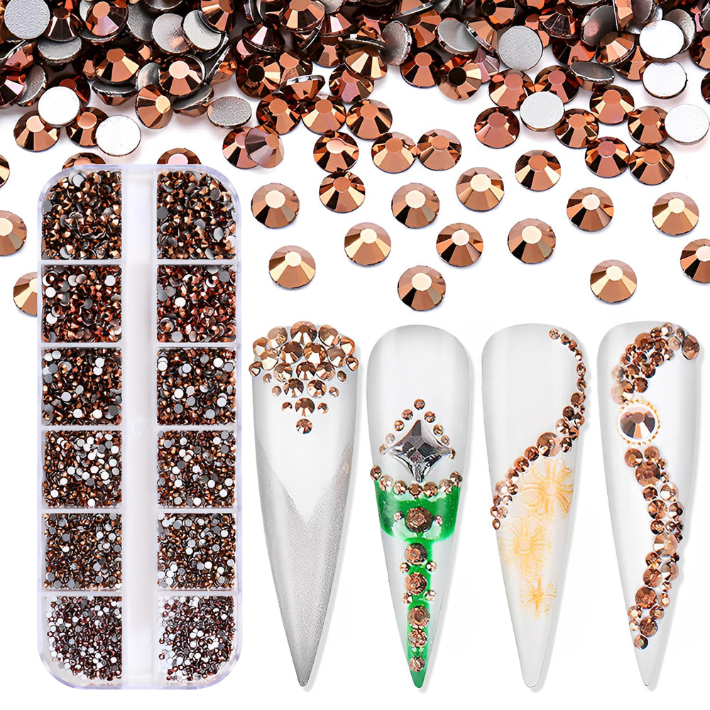 Jollin flatback rhinestones glass collection with six sizes for nail art and DIY crafts.