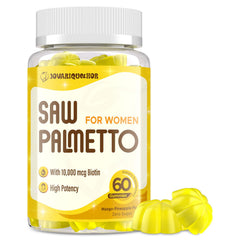 Bottle of Jovariquethor Saw Palmetto for Women with Mango-Pineapple gummies
