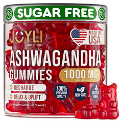 Bottle of JOYli Ashwagandha Gummies with 60 vegan sugar-free chews