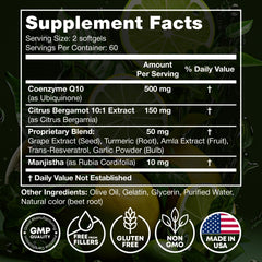 JOYLI Nutrition CoQ10 softgels close-up highlighting easy-to-swallow capsules