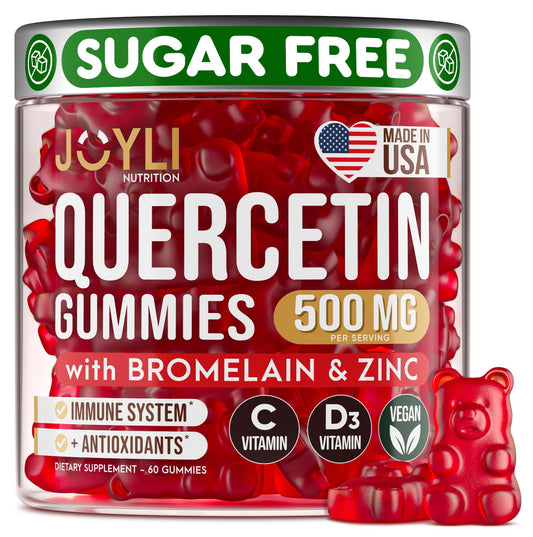 Bottle of JOYLI Quercetin Gummies 60 chewables for immune support