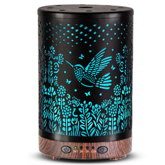 JOYOLO 120ml metal essential oil diffuser with bird pattern - front view