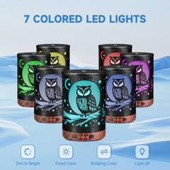 JOYOLO Owl diffuser displaying 7 color LED lights