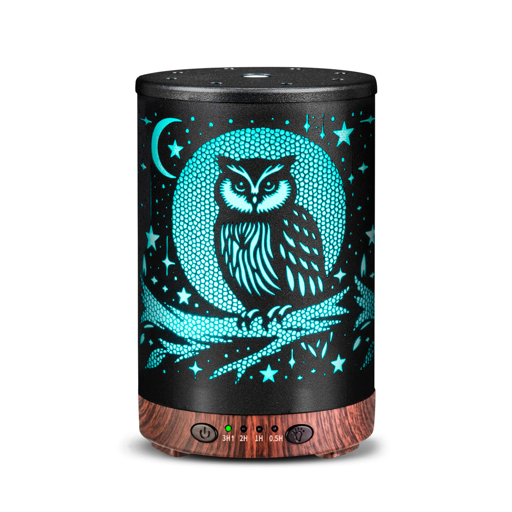 Close-up of JOYOLO Owl metal essential oil diffuser