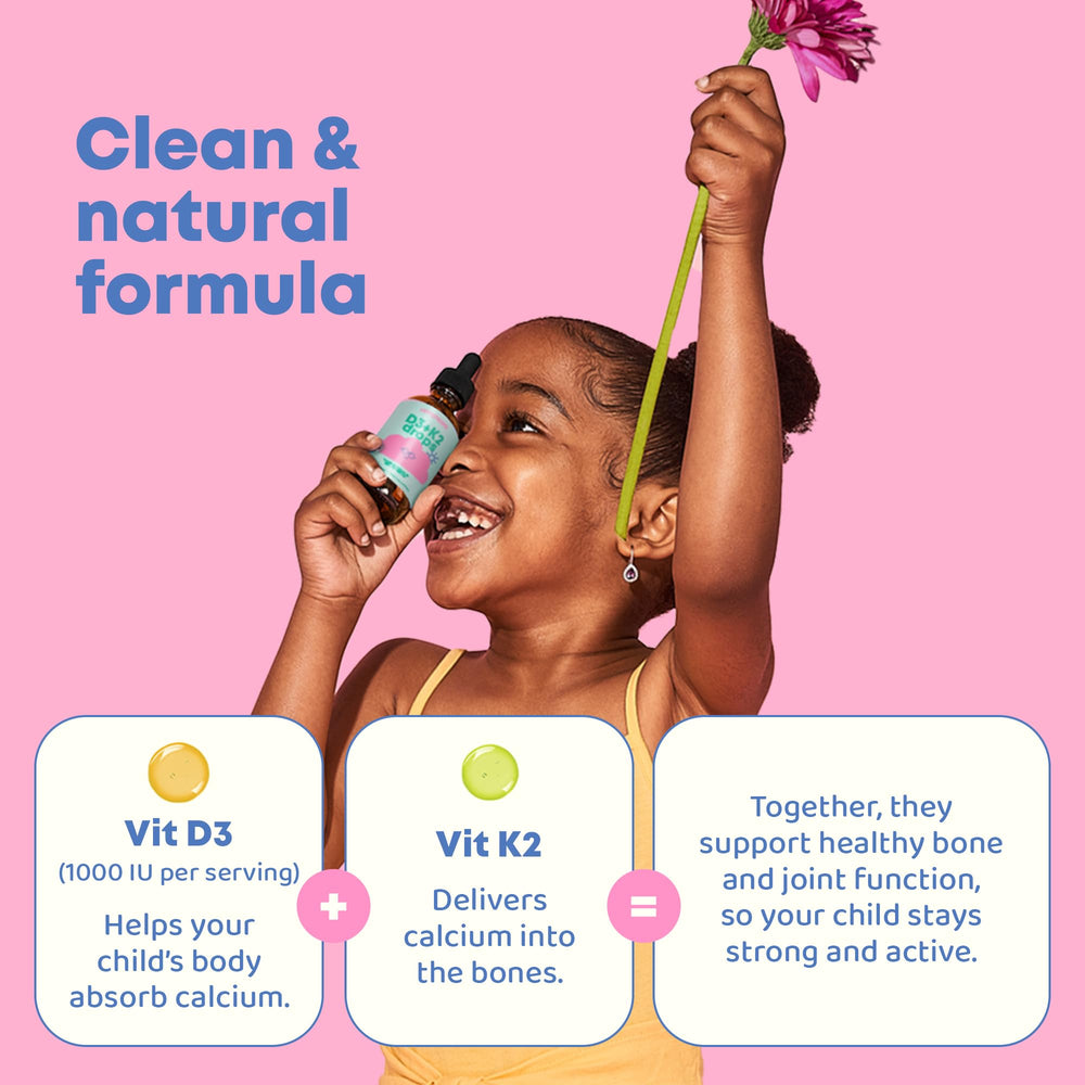 JoySpring D3 K2 kids drops label showing 360 servings
