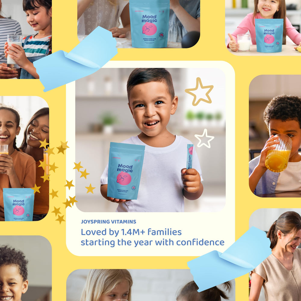 JoySpring Mood Magic powder dissolving in water for easy daily use.