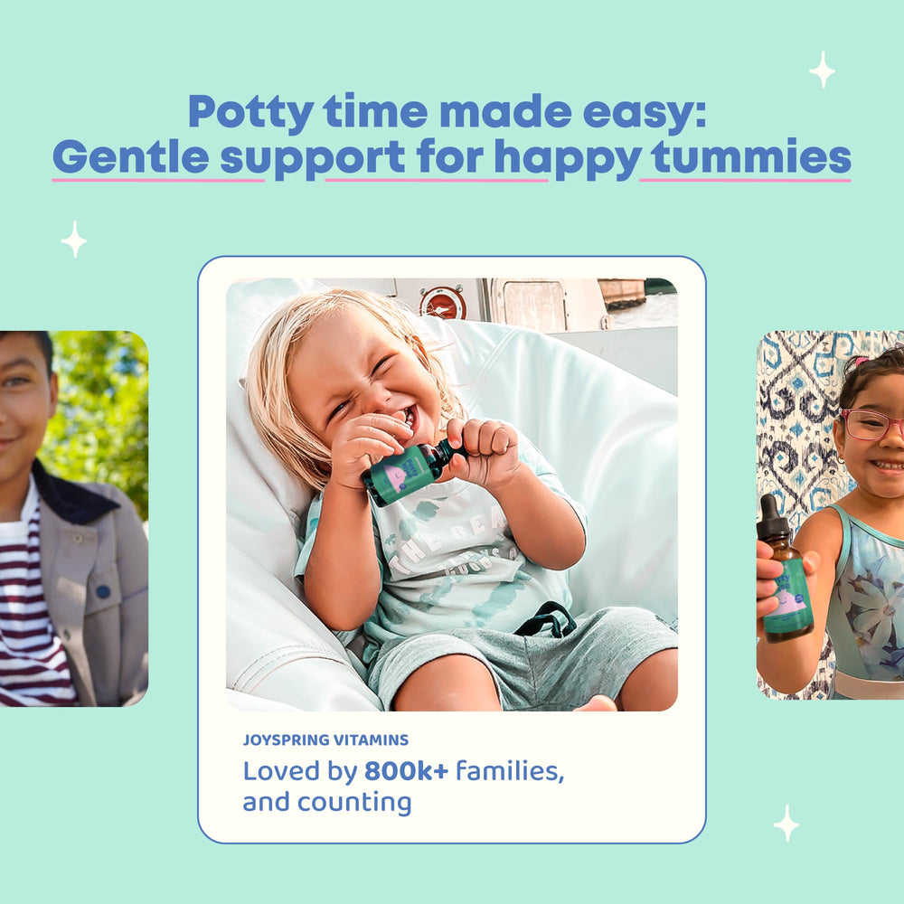 JoySpring Potty Wise box packaging highlights vegan, sugar-free natural constipation relief.