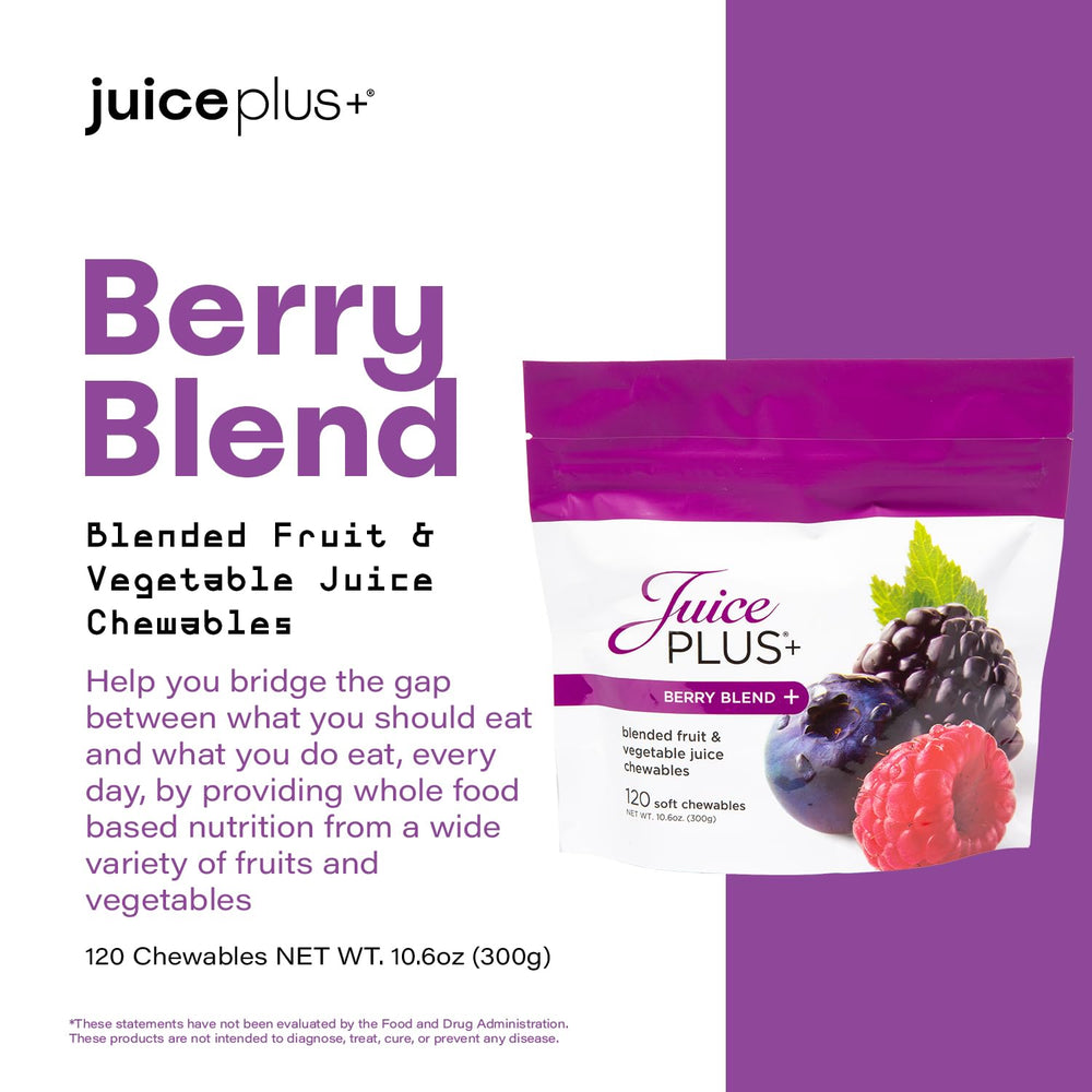 Juice Plus+ Berry Blend Soft Chews close-up texture and colors.