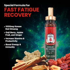 Close-up of Korean Red Ginseng roots with goji berries and ginger