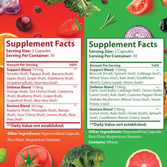 1 pack packaging showing green and red capsules