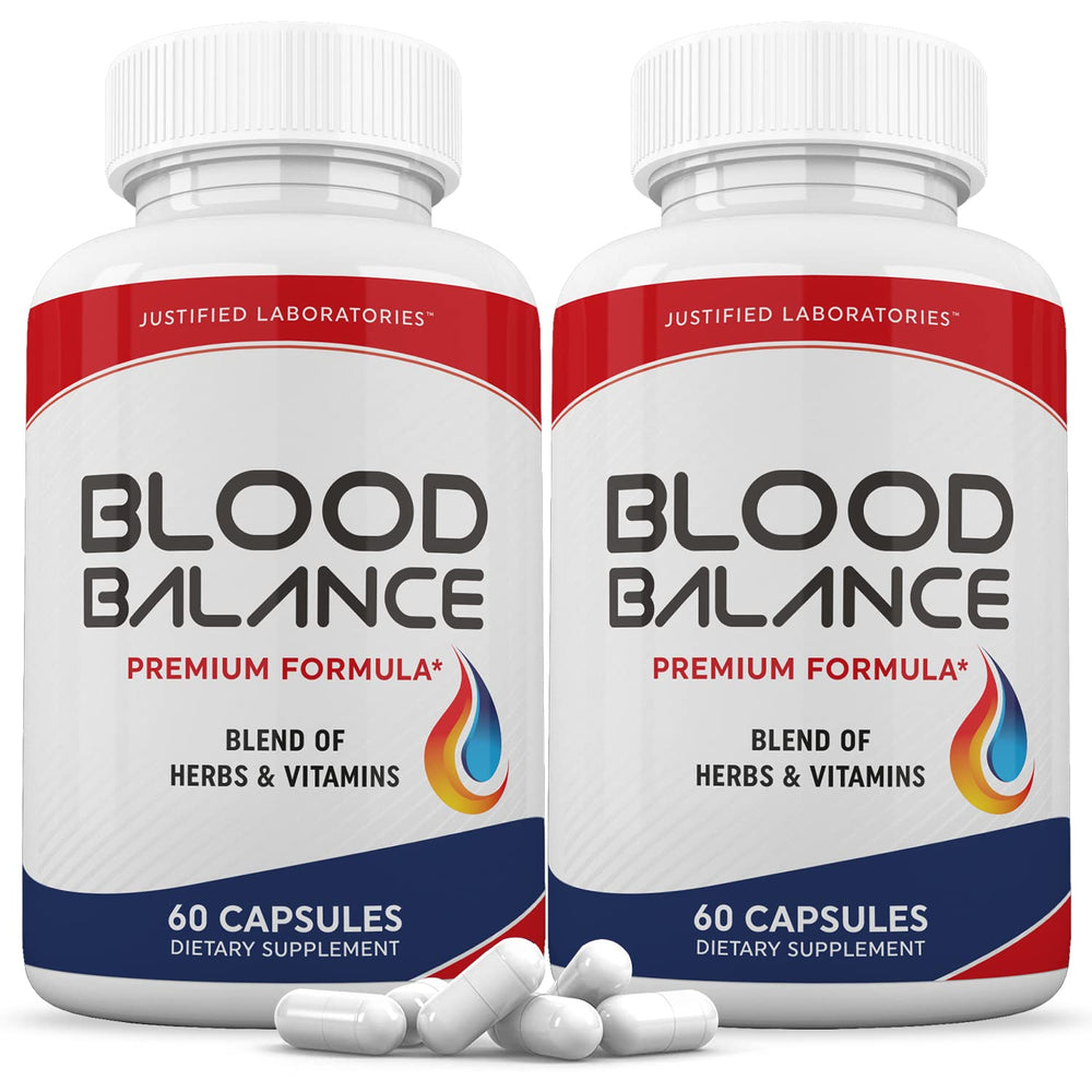 Justified Laboratories Blood Balance Advanced Formula 620MG 2-pack bottle and packaging