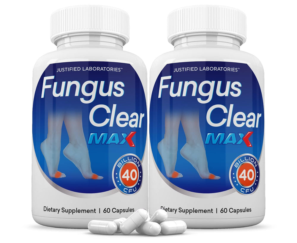 Justified Laboratories Fungus Clear Max probiotic bottle, 2-pack, 120 capsules