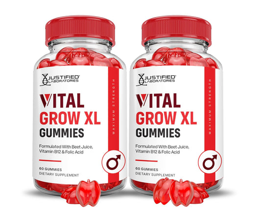 Justified Laboratories Vital Grow XL ACV Gummies 1000mg 2-Pack front package