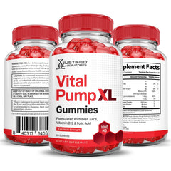Close-up of Vital Pump XL gummies showing texture and color