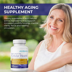 Juvenon Cellular Health capsules close-up highlighting Acetyl L-Carnitine for potential energy support