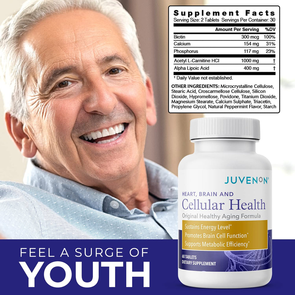 Juvenon Cellular Health user studying with focused, calm mood