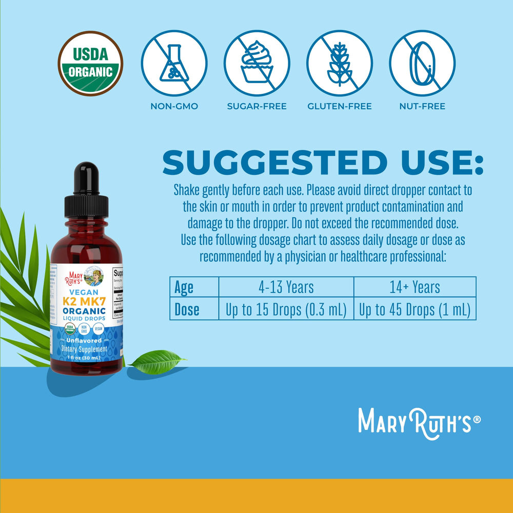 Vitamin K2 MK-7 liquid drops bottle, 100 mcg per serving