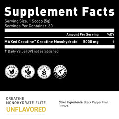 Nutritional label for Kaged Creatine Monohydrate Elite Powder
