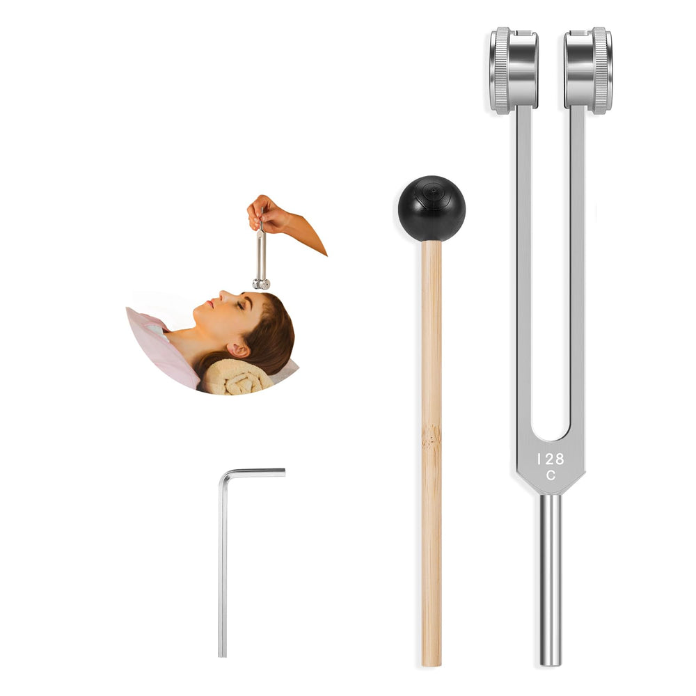 KAIGESZAD tuning fork 128hz closeup with clear tones for healing sessions