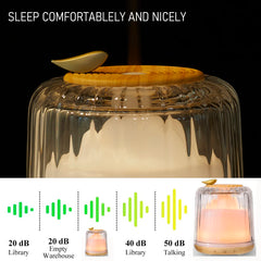 Decorative diffuser placed on a table with ambient lighting