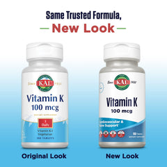 Kal 100 Mcg K1 Tablets bottle back view with label